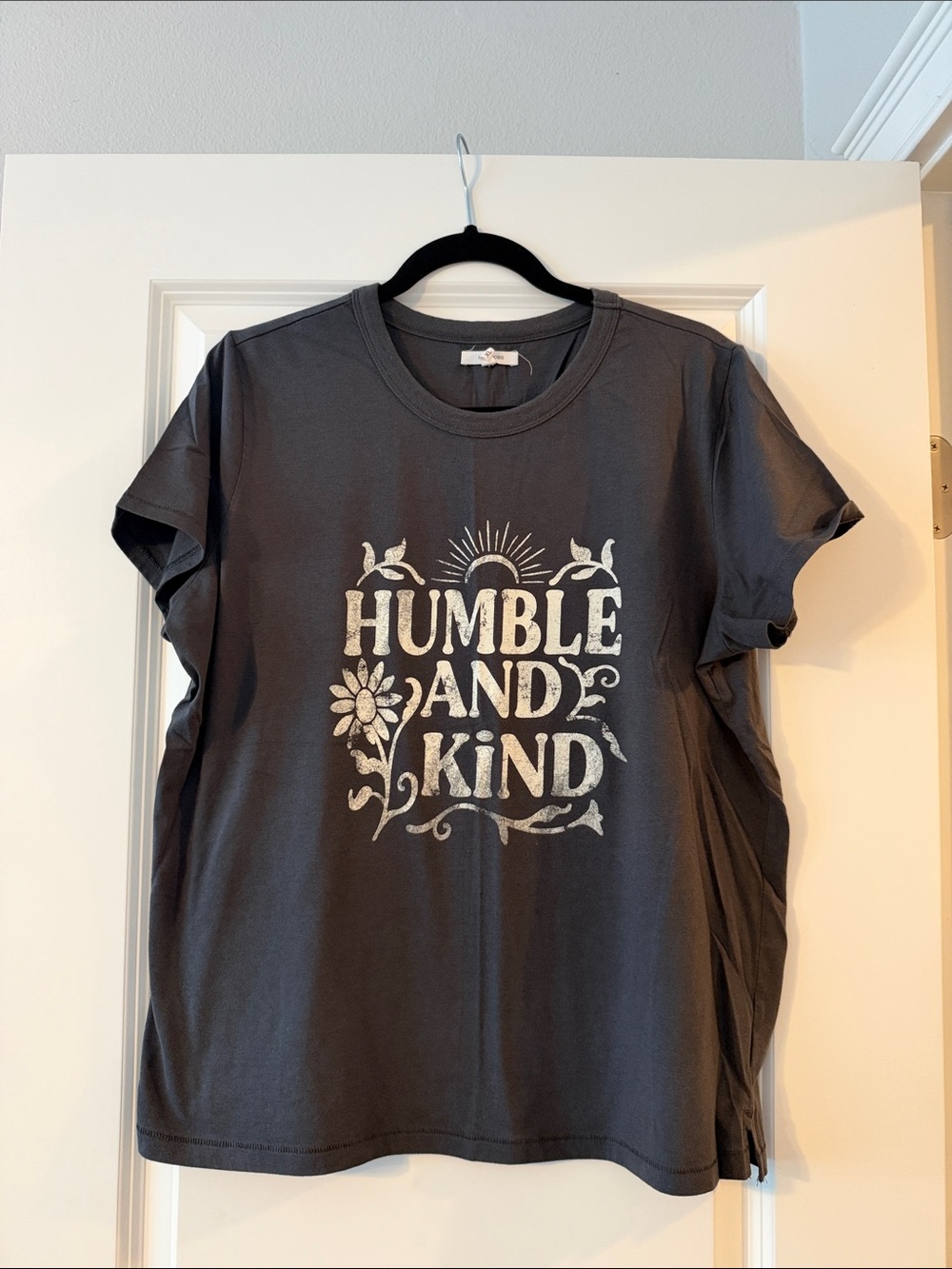 Maurices Charcoal Tee with Cream 'Humble and Kind' Graphic